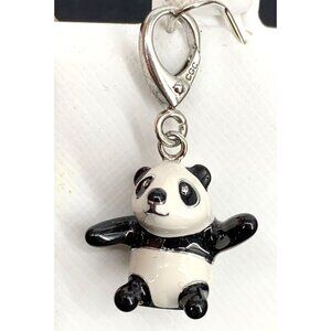 Zable Panda Bear Charm Pendant 925 Sterling Silver Enamel 1/2" Long NEW